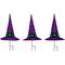 14" LED Lighted Purple Witches Hat Outdoor Halloween Pathway Markers, 3ct.